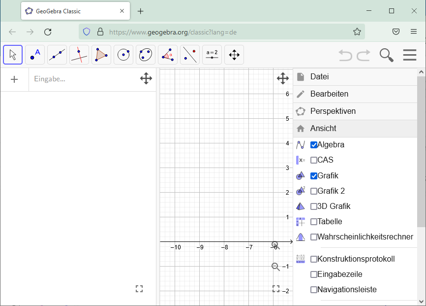 GeoGebra - Algebra- und Grafikfenster