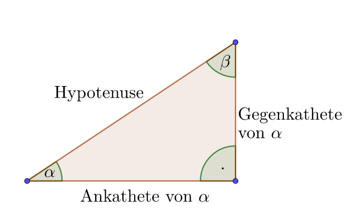 Dreieck mit eingetragenen Katheten von Alpha