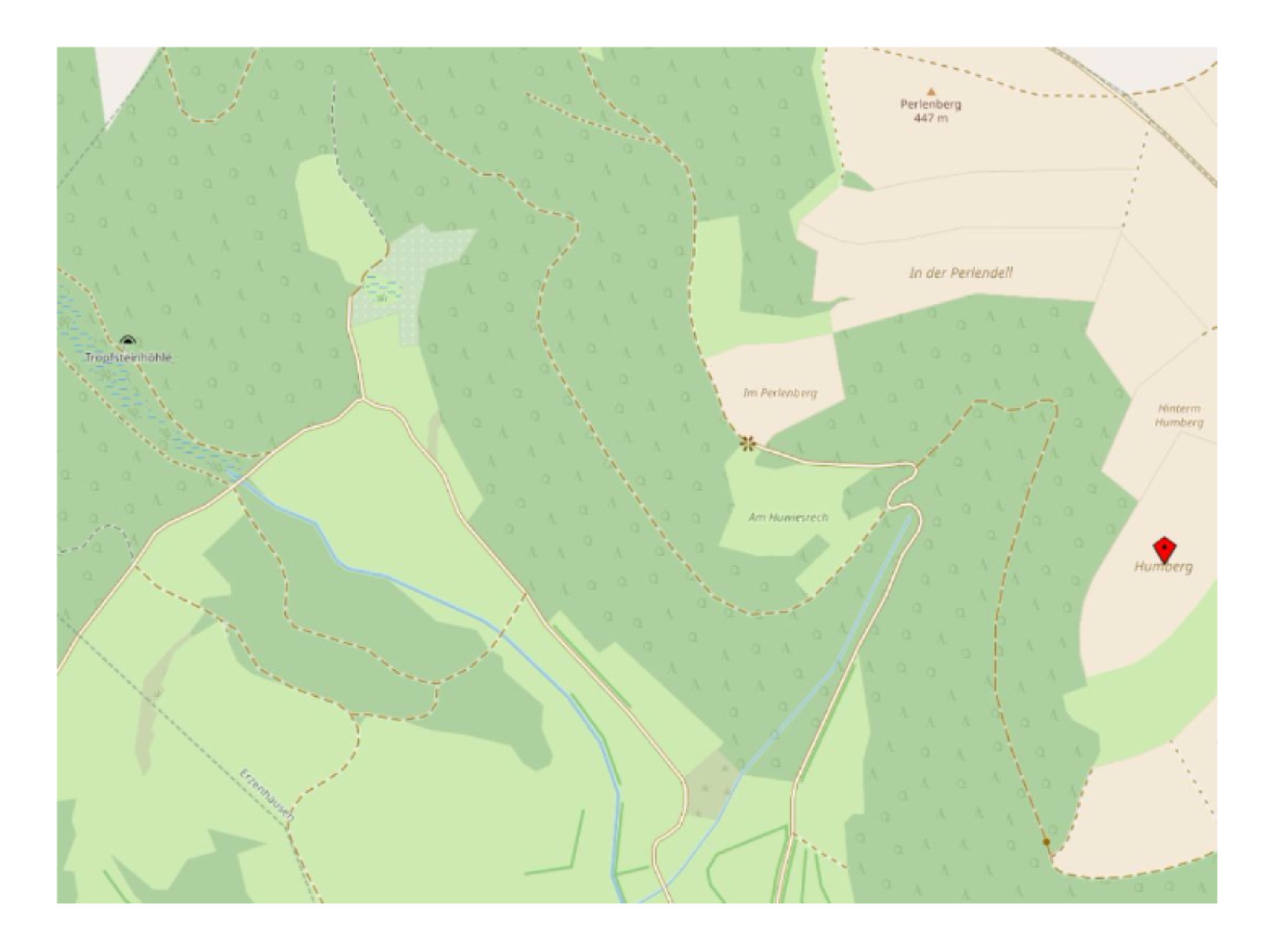 Karte mit Tropfsteinhöhle und Humberg