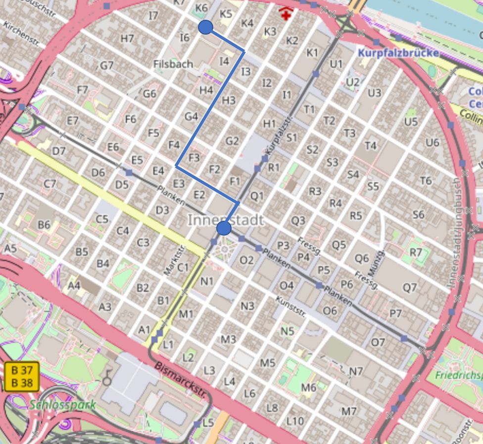 Straßennetz in Mannheim